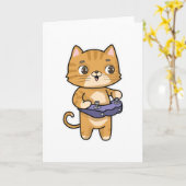 Katze spielt mit Controller Karte (Gelbe Blume)