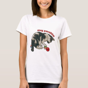 Katze spielt mit MURMELN, Bleib Pfotenfroh, Wortsp T-Shirt