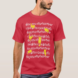 Katze spielt musikalische Noten Musiker liebt Musi T-Shirt