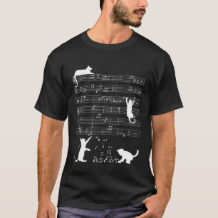 Katze spielt Musiknote  Notenschlüssel Musiker Mus T-Shirt