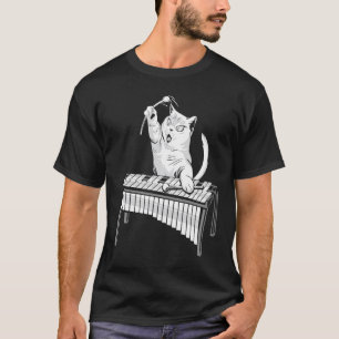 Katze spielt Perkussions-Musikinstrument Xylophon T-Shirt