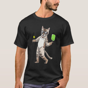 Katze spielt Pickleball Spieler Racket Sports Männ T-Shirt