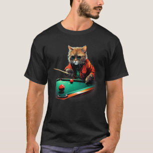 Katze spielt Pool Billard Cool Lustige Katzen T-Shirt