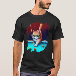 Katze spielt Pool Billard im Lounge Cool Funny Ca T-Shirt