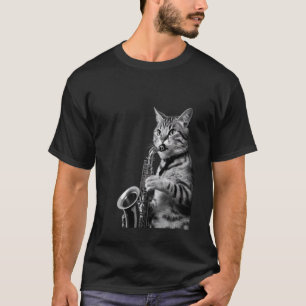 Katze spielt Saxophon Saxophonist Für Männer Fraue T-Shirt