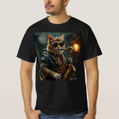 Katze spielt Saxophon. T-Shirt (Vorderseite)