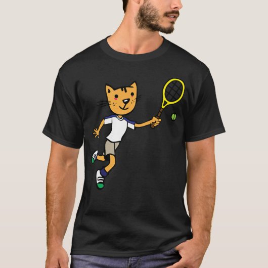 Katze spielt Tennis Badminton lustiges Badminton S T-Shirt (Vorderseite)