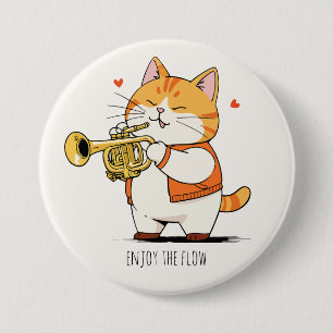 Katze spielt Trompete Button