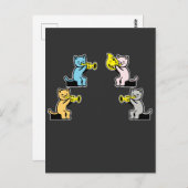 Katze spielt Trompete Posaune Postkarte (Vorne/Hinten)