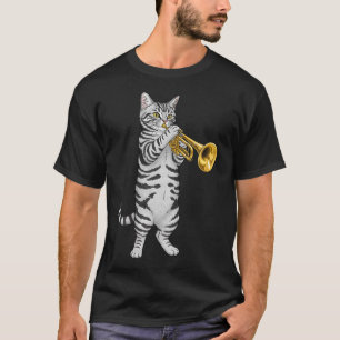 Katze spielt Trompeter Marching Band Männer Frauen T-Shirt