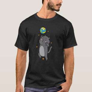 Katze spielt Volleyball Sport Hobby Haustier T-Shirt