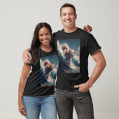 Katze springt über Wellen T-Shirt (Unisex)