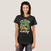 Katze St. Patrick's Day Ich bin feline glücklich T-Shirt (Vorne ganz)
