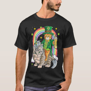 Katze St Patricks Day Kobold Reitet Caticorn Uni T-Shirt