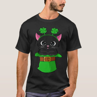 Katze St. Patrick's Day Leprechaun Kleeblatt Kätzc T-Shirt