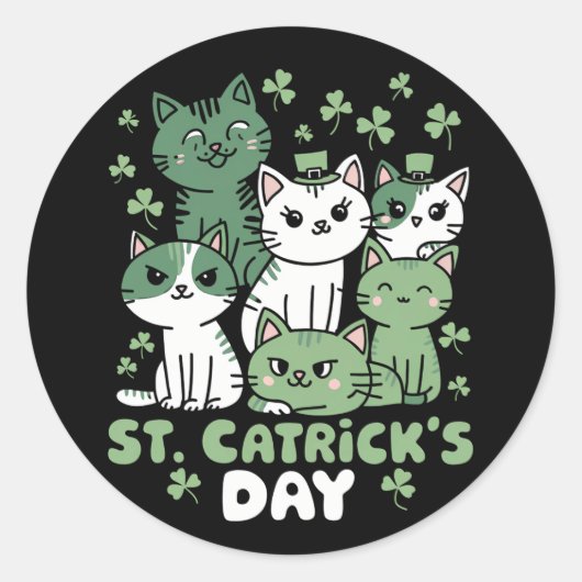 Katze St. Patrick's Day Lustiger Catrick's Day Runder Aufkleber (Vorderseite)
