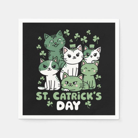 Katze St. Patrick's Day Lustiger Catrick's Day Serviette (Vorderseite)