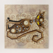 Katze Steampunk Vintage Retro Stil Maschine Puzzle (Horizontal)