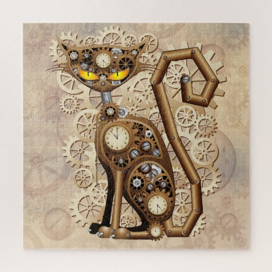 Katze Steampunk Vintage Retro Stil Maschine Puzzle (Vertikal)
