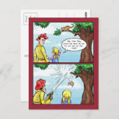 Katze steckt im Cartoon Baum fest Postkarte (Vorne/Hinten)