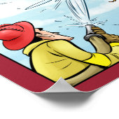 Katze steckt im Comic Baum fest Poster (Ecke)