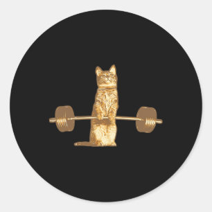 Katze Stemmeisen Miauen Gewichtheben Bodybuilding Runder Aufkleber