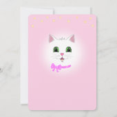 Katze & Sterne auf leicht rosa Mädchen zum Geburts Einladung (Rückseite)