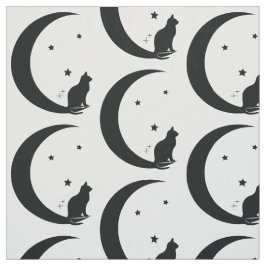Katze, Sterne und Mond Stoff