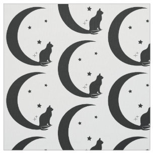 Katze, Sterne und Mond Stoff