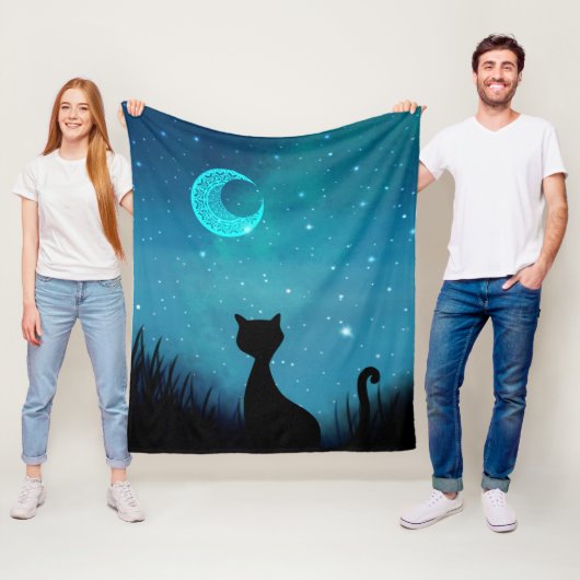 Katze Sternennacht Fleecedecke (Beispiel)