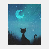 Katze Sternennacht Fleecedecke (Vorderseite)