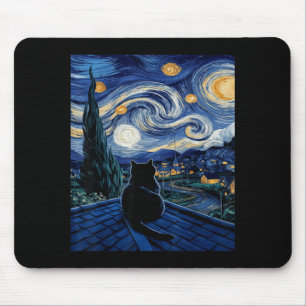 Katze Sternennacht Van Gogh Katze für Katzenliebha Mousepad