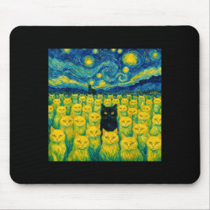 Katze Sternennacht Van Gogh Katze für Katzenliebha Mousepad