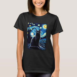Katze Sternennacht van gogh Katze für Katzenliebha T-Shirt