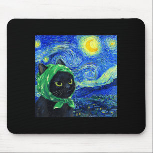 Katze Sternennacht Van Gogh Spaß für Katzenliebhab Mousepad