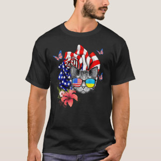 Katze stolz und Rose amerikanische Flagge 4. Juli  T-Shirt