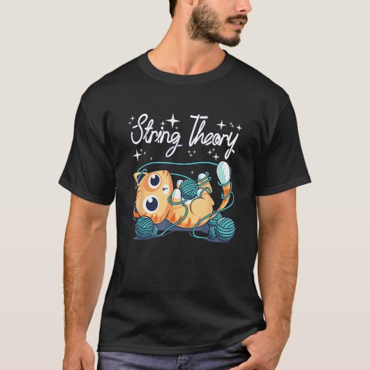 Katze Stringtheorie Stricken T-Shirt (Vorderseite)