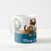 Katze Student Back to School Kopfhörer Bubble Tea Kaffeetasse (Vorderseite Links)