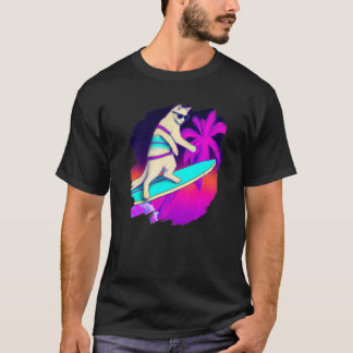 Katze Surfen Surfer Reitet Welle Ozean Künstlerisc T-Shirt