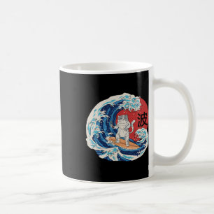 Katze surft auf japanischer Welle Kaffeetasse