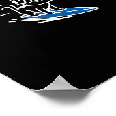 Katze Surft Lustiger Surfer Auf Surfboard Poster (Ecke)