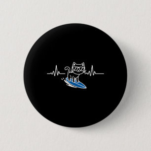 Katze Surft Lustiger Surfer Surfbrett Surfen Button