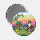 Katze (Tabby1) - Helles Land Magnet (Vorderseite/Rückseite)