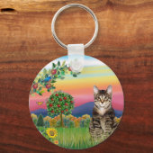 Katze (Tabby1) - Helles Land Schlüsselanhänger (Vorderseite)