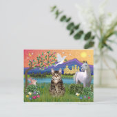 Katze -(Tabby) - Fantasieland Postkarte (Stehend Vorderseite)