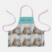 Katze Tabby Pastel Katzen Kinder Pink Aqua Girls S Schürze (Vorderseite)