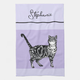 Katze Tabby Pastell Katzen Frauen Helllila Lavende Geschirrtuch