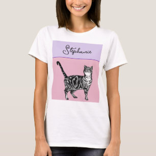 Katze Tabby Pastell Katzen Mädchen Rosa Pink Haust T-Shirt