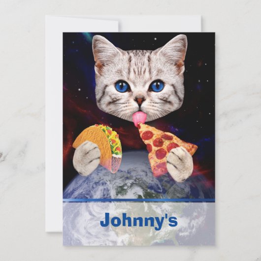Katze, Taco und Pizza Einladung (Rückseite)