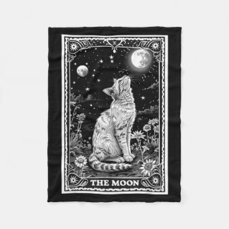 Katze Tarot Karte Witchy Mond Hut Halloween Schwar Fleecedecke